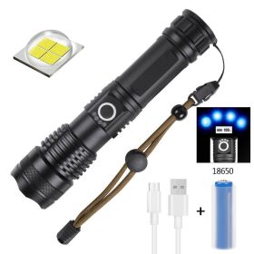 High Power LED Zoom Flashlight Rechargeable Camping Hiking Torch(Free shipping via DHL Ground/FedEx Ground; can't ship via USPS self-pickup.)
