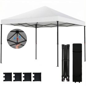 10 x 10 ft Pop Up Canopy Tent with One Push Setup, Outdoor Portable Instant Canopy Shelter w/ Roller Bag, White