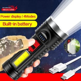 LED Flashlight Torch Rechargeable Work Light Built-in Battery Free Shipping Via DHL-Ground,cannot Be Shipped Via USPS With A Shipping Label For P (Option: Black)