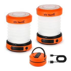 2PCS 4PCS THORFIRE Collapsible LED Camping Lamp Rechargeable Portable Handheld Torch Flashlight With 4 Light Modes Power Outage,Hiking,Emergency, (Option: 2)