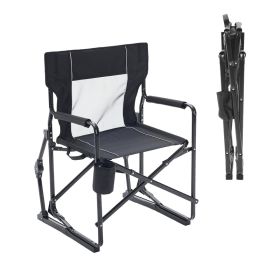 Outdoor Folding Chair, Portable Camping Lawn Chair, With Mesh Backrest, Waterproof Armrests And Sturdy Frame (Option: Black)