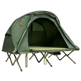 2-Person Outdoor Camping Tent with External Cover (Main Material: PVC, Main Color: Green)